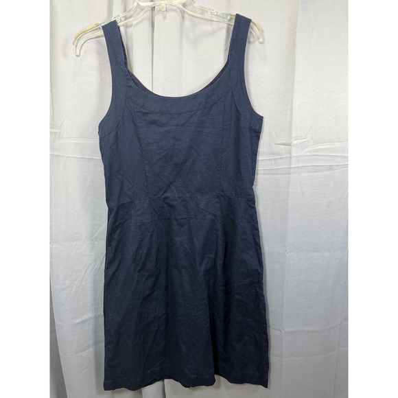 Tommy Hilfiger Dress Womens 6 Navy Blue Linen Blend Sleeveless Button Pockets - Picture 11 of 11